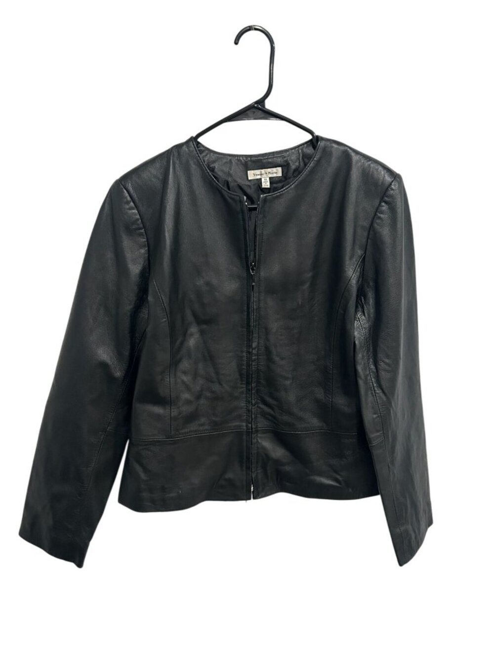 Yvonne & Marie Medium Black Lamb Leather Zip-Up Jacket Minimalist Noir